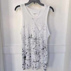 Helmut Lang Muscle Racer Tank Splatter Paint Design Black White Medium